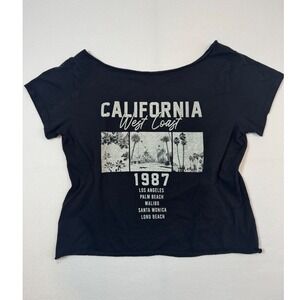 Vintage Aesthetic Aeropostale California Graphic Crop Top Women Large Black